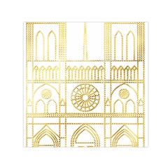 Gold Foil Notre Dame Church Paris Small Satin Scarf (square) by Wegoenart