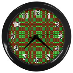 Lumberjack Plaid Buffalo Plaid Wall Clock (black) by Wegoenart