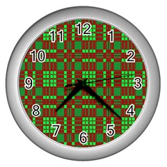 Lumberjack Plaid Buffalo Plaid Wall Clock (silver) by Wegoenart