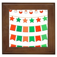 Christmas Bunting Banners Tassel Framed Tiles by Wegoenart