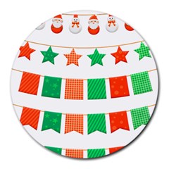 Christmas Bunting Banners Tassel Round Mousepads by Wegoenart