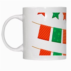 Christmas Bunting Banners Tassel White Mugs