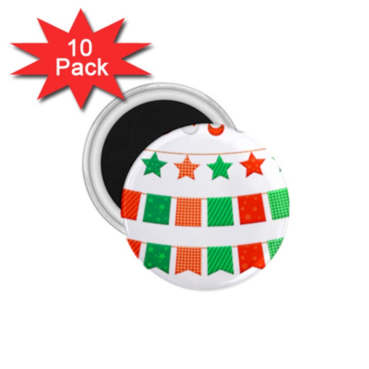 Christmas Bunting Banners Tassel 1.75  Magnets (10 pack) 