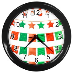 Christmas Bunting Banners Tassel Wall Clock (black) by Wegoenart