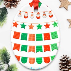 Christmas Bunting Banners Tassel Oval Ornament (two Sides) by Wegoenart