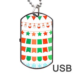 Christmas Bunting Banners Tassel Dog Tag Usb Flash (two Sides) by Wegoenart