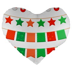 Christmas Bunting Banners Tassel Large 19  Premium Heart Shape Cushions by Wegoenart