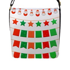 Christmas Bunting Banners Tassel Flap Closure Messenger Bag (l) by Wegoenart