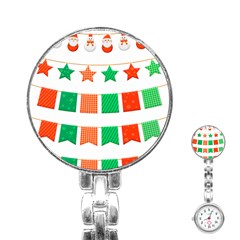 Christmas Bunting Banners Tassel Stainless Steel Nurses Watch by Wegoenart