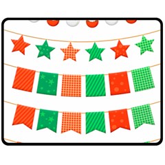 Christmas Bunting Banners Tassel Double Sided Fleece Blanket (medium)  by Wegoenart