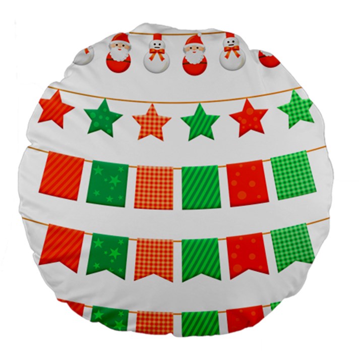 Christmas Bunting Banners Tassel Large 18  Premium Flano Round Cushions