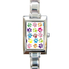 Paw Print Paw Prints Background Rectangle Italian Charm Watch by Wegoenart