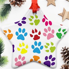 Paw Print Paw Prints Background Ornament (star) by Wegoenart