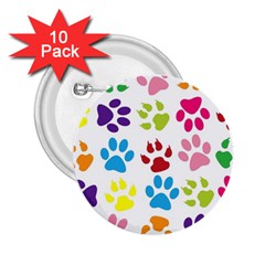 Paw Print Paw Prints Background 2 25  Buttons (10 Pack) 