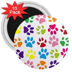 Paw Print Paw Prints Background 3  Magnets (10 Pack)  by Wegoenart