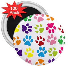 Paw Print Paw Prints Background 3  Magnets (100 Pack) by Wegoenart