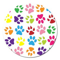 Paw Print Paw Prints Background Magnet 5  (round)