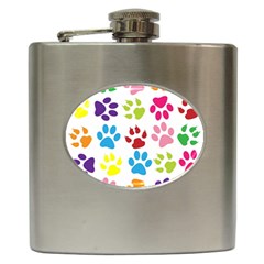 Paw Print Paw Prints Background Hip Flask (6 Oz) by Wegoenart