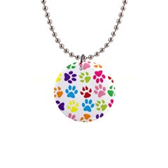 Paw Print Paw Prints Background 1  Button Necklace by Wegoenart