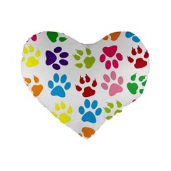 Paw Print Paw Prints Background Standard 16  Premium Heart Shape Cushions by Wegoenart