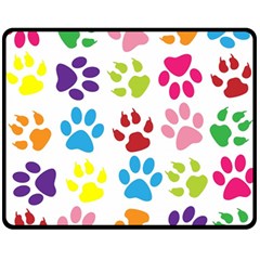 Paw Print Paw Prints Background Double Sided Fleece Blanket (medium)  by Wegoenart