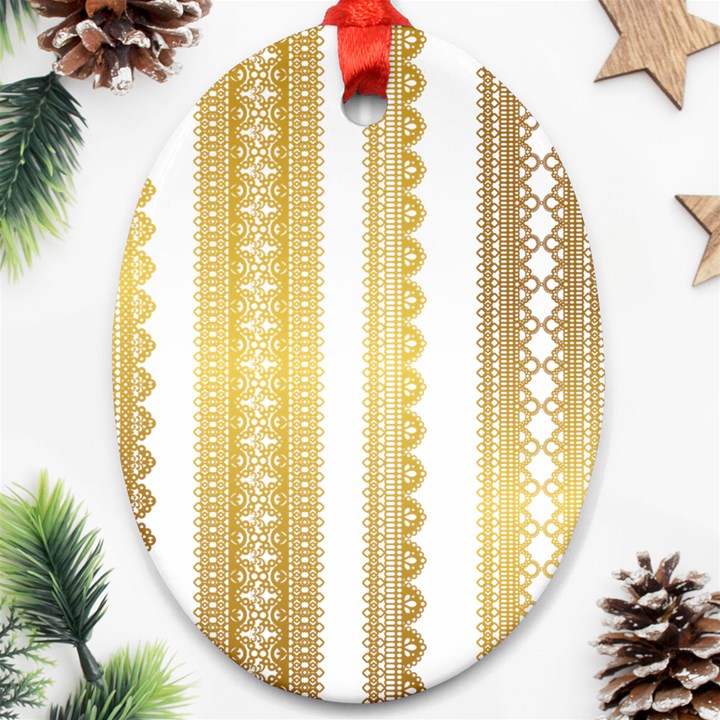 Lace Gold Euclidean Vector Oval Ornament (Two Sides)