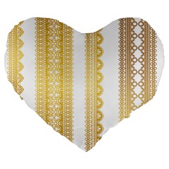 Lace Gold Euclidean Vector Large 19  Premium Heart Shape Cushions