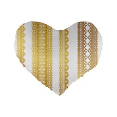 Lace Gold Euclidean Vector Standard 16  Premium Flano Heart Shape Cushions