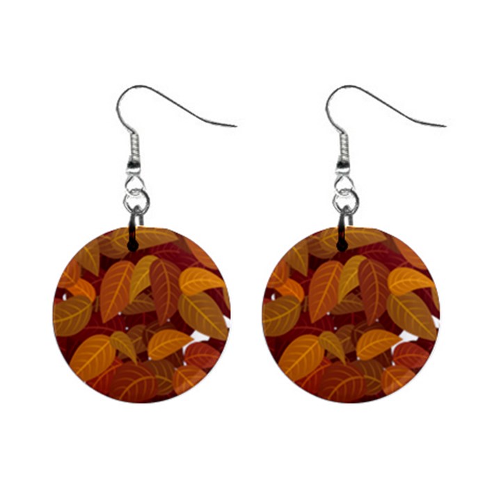 Leaves Pattern Mini Button Earrings