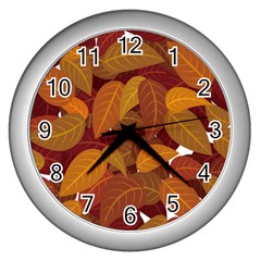 Leaves Pattern Wall Clock (silver)