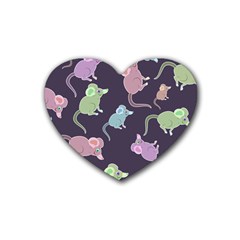 Animals Mouse Cartoon Pet Heart Coaster (4 pack) 