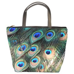 Peacock Feathers Bird Colorful Bucket Bag