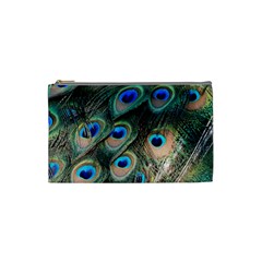 Peacock Feathers Bird Colorful Cosmetic Bag (small) by Wegoenart