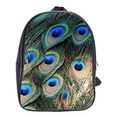 Peacock Feathers Bird Colorful School Bag (large) by Wegoenart