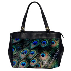 Peacock Feathers Bird Colorful Oversize Office Handbag by Wegoenart