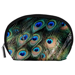 Peacock Feathers Bird Colorful Accessory Pouch (large) by Wegoenart