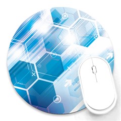 Hexagon Euclidean Vector Gradient Del  Blue Color Science And Technology Round Mousepads by Wegoenart