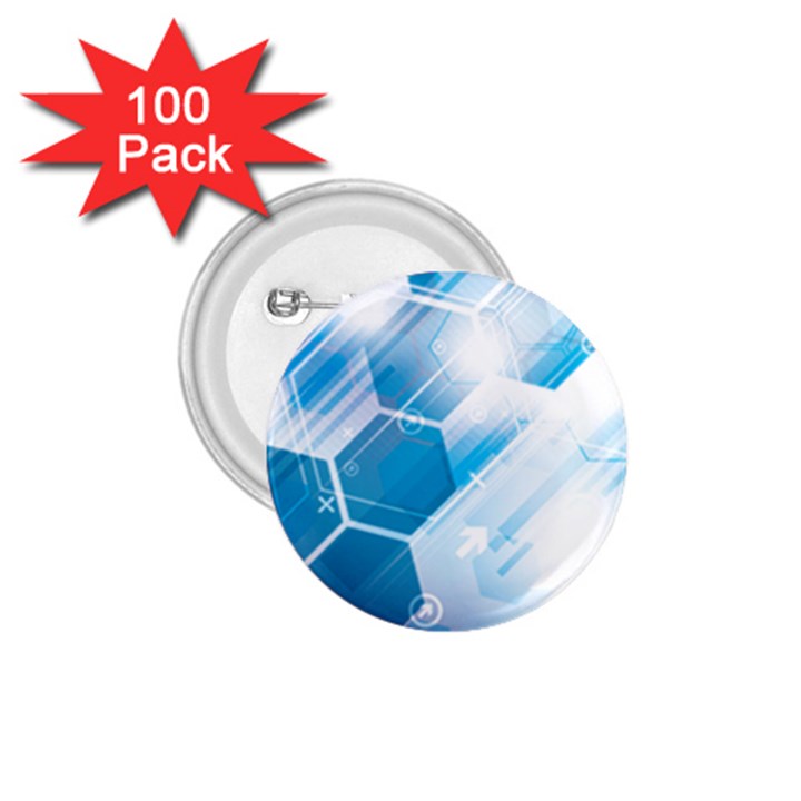 Hexagon Euclidean Vector Gradient Del  Blue Color Science And Technology 1.75  Buttons (100 pack) 