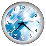 Hexagon Euclidean Vector Gradient Del  Blue Color Science And Technology Wall Clock (Silver) Front