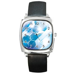 Hexagon Euclidean Vector Gradient Del  Blue Color Science And Technology Square Metal Watch