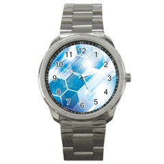 Hexagon Euclidean Vector Gradient Del  Blue Color Science And Technology Sport Metal Watch by Wegoenart