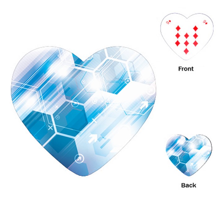 Hexagon Euclidean Vector Gradient Del  Blue Color Science And Technology Playing Cards (Heart)