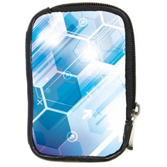 Hexagon Euclidean Vector Gradient Del  Blue Color Science And Technology Compact Camera Leather Case by Wegoenart