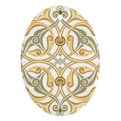 Arabesque Ornament Islamic Art Stencil Drawing Oval Ornament (two Sides) by Wegoenart