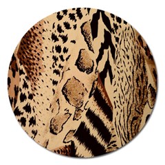 Animal Pattern Design Print Texture Magnet 5  (round) by Wegoenart