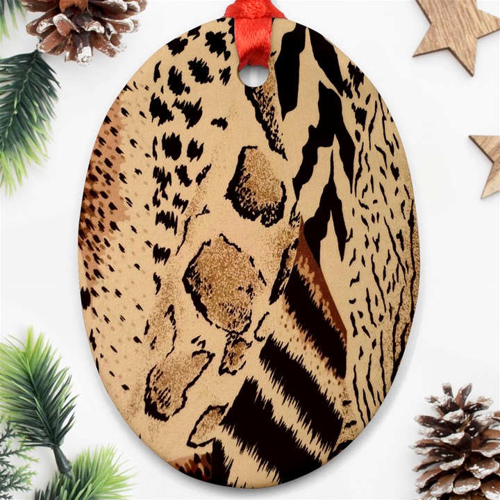 Animal Pattern Design Print Texture Oval Ornament (Two Sides)