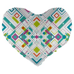 Graphic Design Geometry Shape Pattern Geometric Large 19  Premium Flano Heart Shape Cushions by Wegoenart