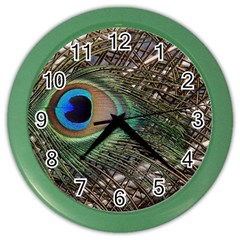 Peacock Tail Feathers Color Wall Clock by Wegoenart