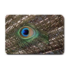 Peacock Tail Feathers Small Doormat  by Wegoenart