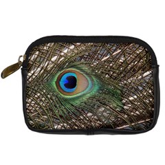 Peacock Tail Feathers Digital Camera Leather Case by Wegoenart